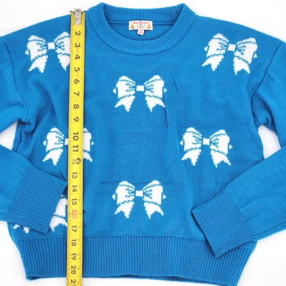Merry Christmas by Poof Bow Sweater Size Large Womens Fall Winter Holiday Bows